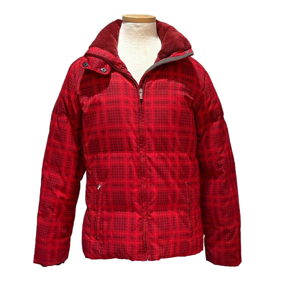 Columbia sz L red patterned down puffer winter coat
